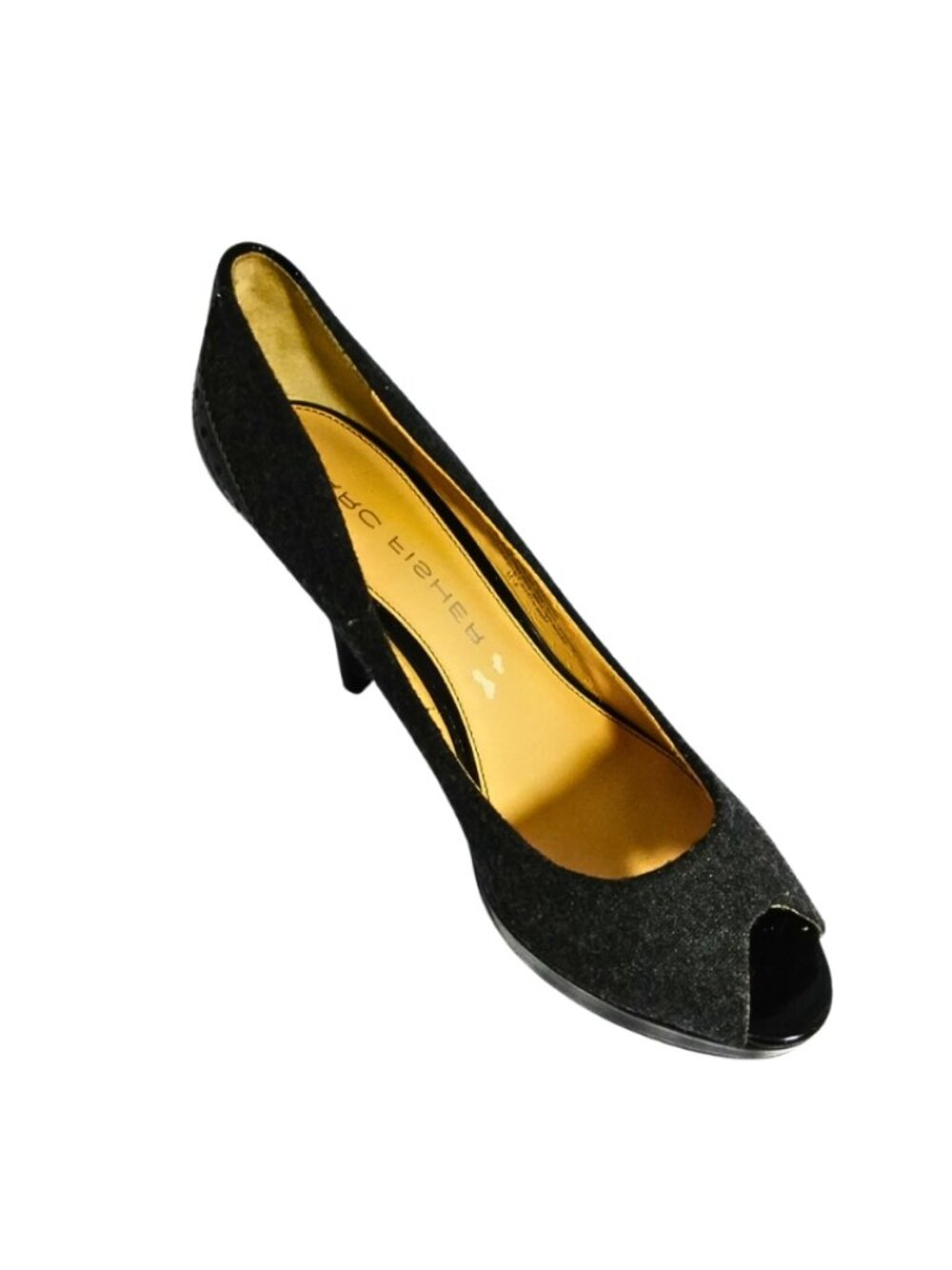 Marc Fisher Women’s Black Glitter Peep Toe Pumps High Heels Size 8.5 New w/ Box